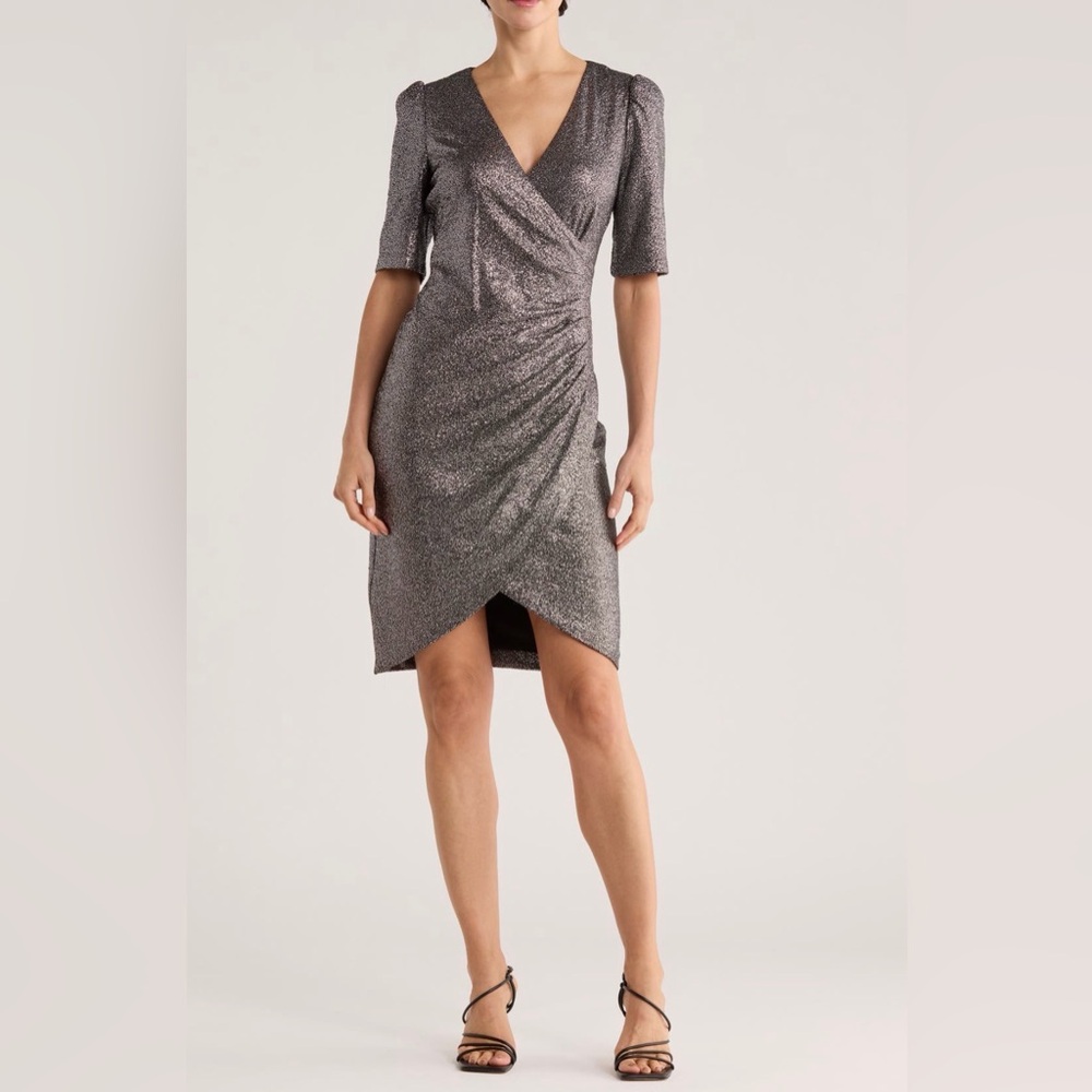 Calvin Klein Metallic Gray Midi Dress